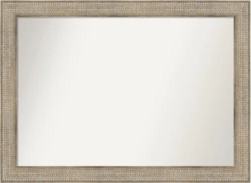 Vista 386 de Amanti Art Espejo de baño plateado para sobre fregadero, 26 x 26 pulgadas, espejo cuadrado de níquel pulido, marco de madera tradicional mediano, se