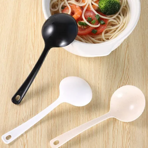 Vista 6 de UPKOCH Cucharas de sopa desechables grandes de plástico, cucharón de papilla, cucharón de papilla, cucharas para servir cucharas para fideos ramen