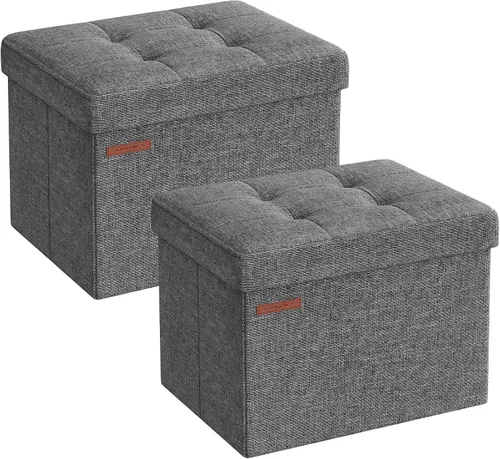 Vista 14 de SONGMICS Mazie Collection - Pequeña otomana plegable de almacenamiento, taburete reposapiés, 12.2 x 16.1 x 12.2 pulgadas, capacidad de carga de 286