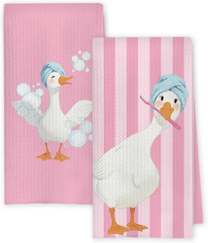 Vista 22 de Chicimln - Divertidas toallas de mano de goma para baño, estilo bohemio, para bañera, pato amarillo, toallas de mano decorativas para niños y niñas