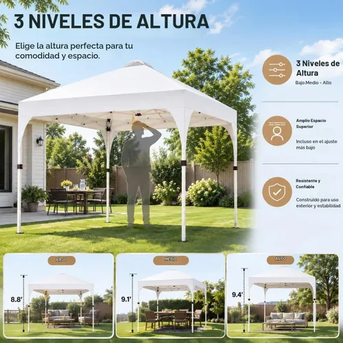 Vista 7 de Yaheetech Tienda de campaña desplegable de 10 x 10 para eventos al aire Blanco