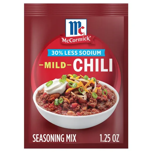 Vista 2 de McCormick MILD CHILI, 30% menos de sodio, mezcla de condimentos 1.25 onzas (10 paquetes)