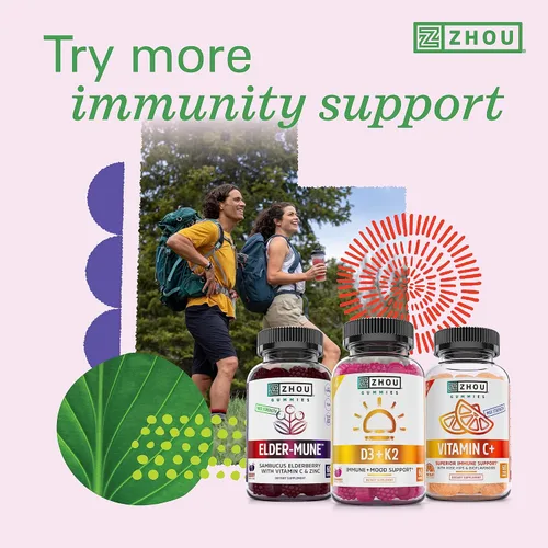 Vista 5 de Zhou D3+K2 - Suplemento de vitamina D3 K2 para mujeres y hombres, suplementos de apoyo inmunológico Vit D3 y K2, fórmula vegetariana pura con 5000