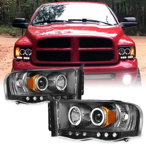 Vista 11 de AKKON - Para Dodge Ram 1500 2002-2005 2003-2005 Ram 2500 3500 Smoke Dual Proyector LED Juego de faros delanteros Smoke Housing