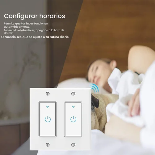 Vista 3 de Interruptor Inteligente de Luz WiFi de 2 Vías Táctil de Pared - Compatible con Alexa Google Assistant e IFTTT