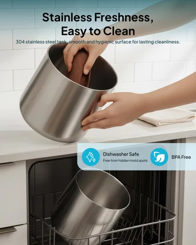 Vista 2 de Humidificador ultrasónico de vapor frío de acero inoxidable de 7L para dormitorio y habitación grande, llenado superior, ultra silencioso 24 dB, 3