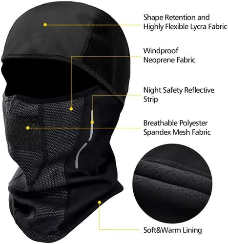 Vista 3 de Máscara facial de esquí resistente al viento retención térmica unisex ahorro de calor impermeable resistente a la intemperie protección UV