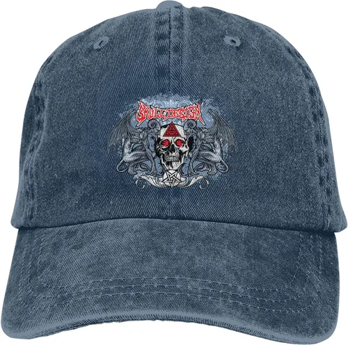 Vista 9 de Cowboy Hat Trendy Hats for Man and Women Djustable Four Season Outdoor Baseball Cap of Hell Skull with Angel Navy Blue