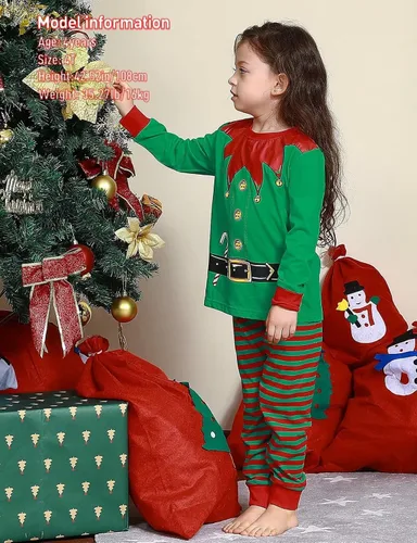 Vista 2 de A&J DESIGN Pijama de algodón estampado para niños de 2 a 14 años, conjunto de pijama de 2 piezas
