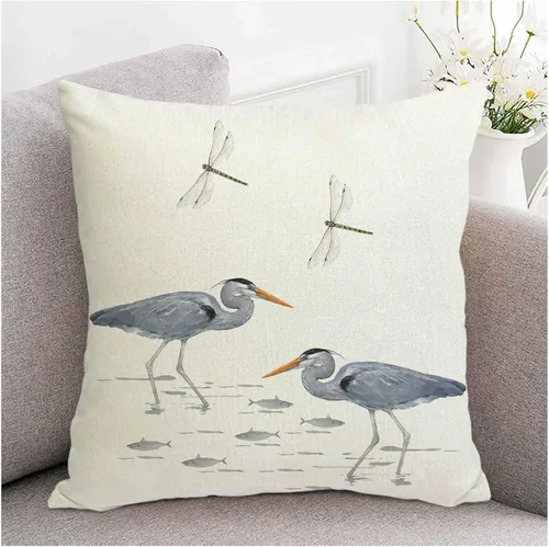 Vista 8 de Fundas de almohada decorativas de lino con diseño de pájaro en acuarela de 18 x 18 pulgadas para sofá, dormitorio, sala de estar y automóvil