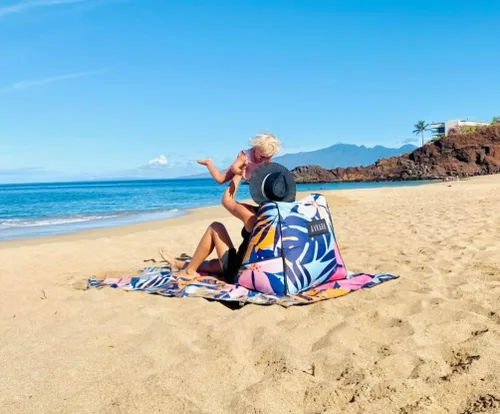 Vista 2 de Tumbona tropical de la Tierra inflable, ligera silla portátil con bomba de pie gratis