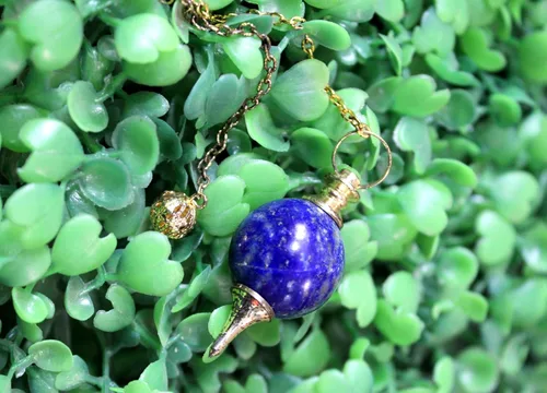 Vista 5 de Péndulo de cristal - Péndulo en forma de bola de lapislázuli azabache Reiki Radiestesia Equilibrio Limpieza Dowser Energía Divina Curación