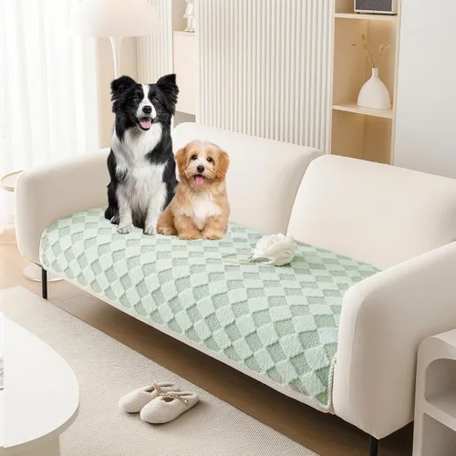 Vista 23 de HANDONTIME Funda de sofá de algodón suave apta para mascotas, elegante funda de sofá para mascotas con bordado, protector de sofá para perros