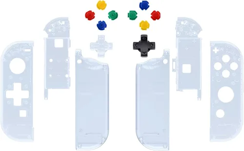 Vista 2 de eXtremeRate Placa trasera para consola Nintendo Switch, carcasa NS Joycon (versión D-Pad) con botones coloridos, carcasa de repuesto para Nintendo