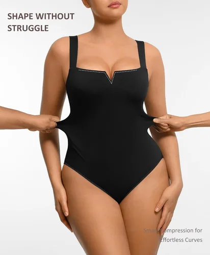 Vista 3 de FeelinGirl Body de cuello cuadrado para mujer, sin mangas, con control de abdomen, adelgazante, para salir