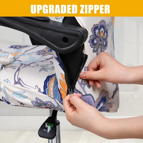 Vista 3 de Smiry fundas elásticas estampadas para silla de oficina de computadora, fundas universales para sillas giratorias de escritorio, extraíbles