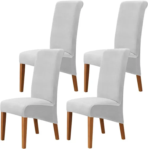 Vista 16 de Juego de 2 fundas de terciopelo para sillas de comedor, color beige, fundas elásticas para sillas de comedor y cocina, reutilizables, protector