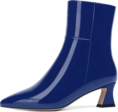 Vista 2 de NUMALEO Botas altas de tacón bajo grueso para mujer, con puntera puntiaguda, con cremallera, de 2 pulgadas