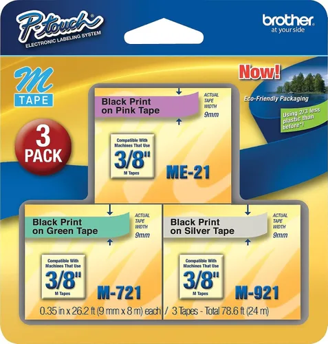 Vista 21 de Brother Etiqueta de forma continua de 0.37 "X26.20' (BRTM521), negro/azul