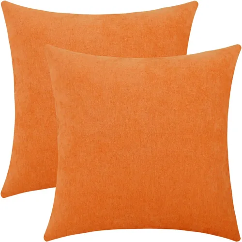 Vista 55 de Jeneoo - Fundas de almohada decorativas rojas brillantes de chenilla suave, fundas de cojín cómodas y sólidas para sofá de sala de estar