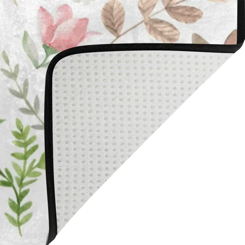 Vista 4 de ALAZA Hipster - Alfombra de acuarela, conejo, flores, para sala de estar, dormitorio, 7 x 5 pies