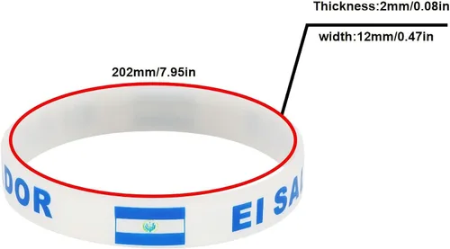 Vista 2 de 4 pulseras de silicona con la bandera de El Salvador, pulseras de recuerdo turístico de El Salvador, pulseras elásticas para deportes al aire libre