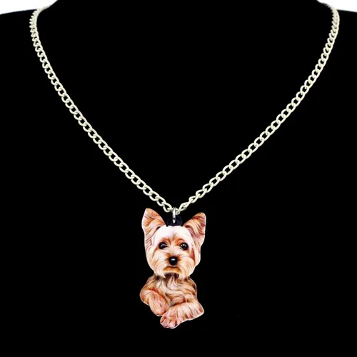 Vista 2 de DUOWEI Lindo collar de perro Yorkshire Terrier para mascotas, colección de colgantes de joyería para mujeres