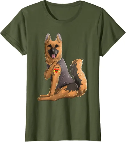 Vista 24 de Camiseta de perro con tatuaje de pastor alemán I Love Mom para el día de la madre, Negro, S