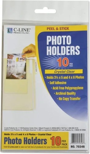 Vista 4 de C-Line Soportes para fotos autoadhesivos, capacidad para fotos de 3.5 x 5 y 4 x 6 pulgadas, transparente, 10 por paquete (70346)