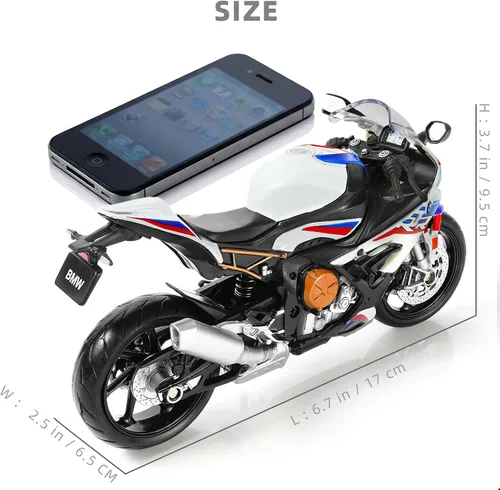 Vista 2 de 1:12 Modelo de motocicleta de juguete compatible con BMW S1000RR MD004-blanco