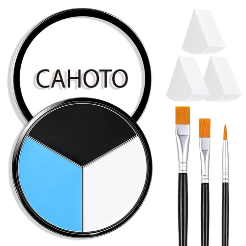Vista 13 de Negro Blanco Gris 3 Colores Cara Cuerpo Pintura Con Esponja Y