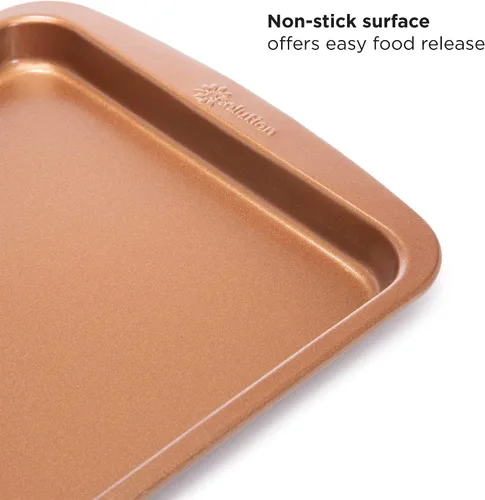 Vista 6 de Ecolution Juego de 4 utensilios antiadherentes para horno tostador, acero al carbono, fácil de limpiar y perfecto para porciones individuales, cobre