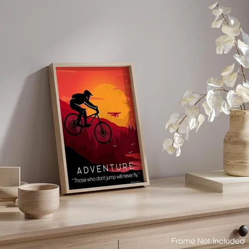 Vista 5 de Inspirational Wall Art Co. - Aventura - Póster de rampa de bicicleta de montaña Offroad con citas motivacionales, póster impreso para decoración
