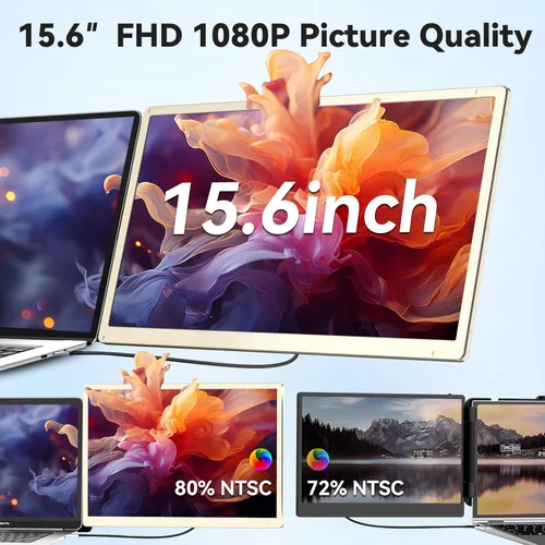 Vista 3 de Extensor de pantalla para laptop, monitor portátil de 15.6 pulgadas, monitor de viaje ultradelgado FHD 1080P con altavoces, extensión de pantalla