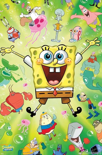 Vista 13 de Trends International Nickelodeon Bob Esponja - Póster de pared de explosión, 14.725 x 22.375 pulgadas, versión enmarcada de madera de granero