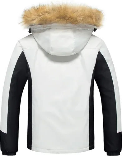 Vista 2 de Pursky Chaqueta de esquí impermeable para hombre, abrigos de nieve de invierno, abrigos con capucha de piel, parka