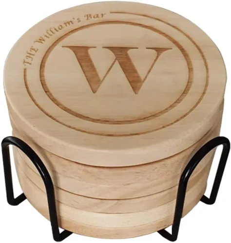 Vista 14 de Posavasos de madera personalizados para bebidas, grabado personalizado, monograma, grandes regalos para familiares, amigos o para ti mismo