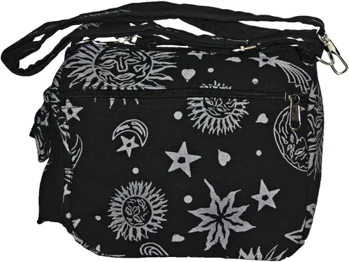 Vista 5 de Sun Moon Stars and Planets Celestial Hippie Boho Crossbody Bolsa de hombro individual