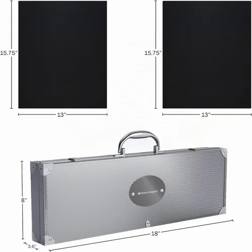 Vista 5 de Home-Complete Juego de 18 piezas de parrilla para barbacoa, kit de herramientas de barbacoa de acero inoxidable de 16 piezas con estuche de aluminio