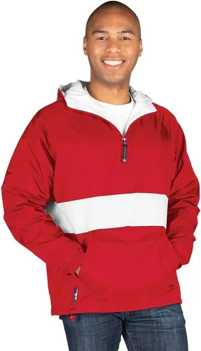 Vista 10 de Charles River Apparel Jersey clásico a rayas unisex, cortavientos resistente al agua para hombres y mujeres Negro
