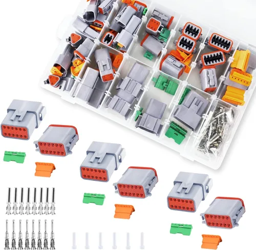 Vista 9 de Kit de conectores Deutsch de 194 piezas, 2 pares, 2 3 4 6 8 12 pines, conector eléctrico impermeable gris con contactos estampados y tapones