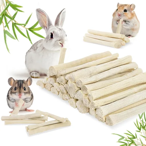 Vista 8 de Sukh 240g de palitos masticables de bambú dulce - Palitos de bambú natural para conejos, juguete masticable para animales pequeños, golosinas
