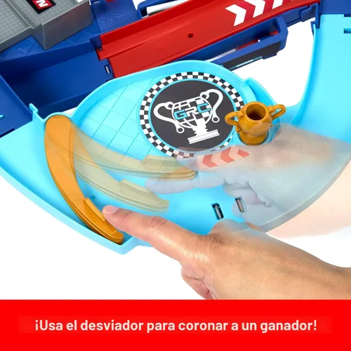 Vista 4 de Mattel Disney y Pixar Cars Set de Juego con 2 Vehículos de Juguete, Lightning McQueen y Francesco Bernoulli, Pista de Carreras GRC con Salto