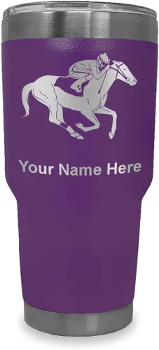 Vista 31 de LaserGram Vaso aislado al vacío de 20 onzas, carreras de caballos, grabado personalizado incluido (negro)