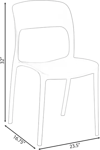 Vista 3 de Silla de comedor moderna de plástico para exteriores con respaldo curvado abierto, color negro
