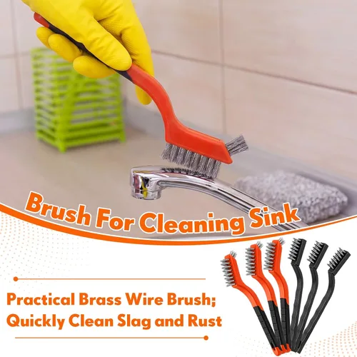 Vista 6 de Zhehao 90 Pcs Mini Wire Brushes Set for Cleaning Small Stainless Metal Brush Scrub Masonry Brass Wire Curved Handle for Cleaning Welding Slag Rust