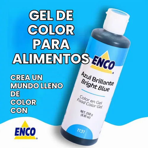 Vista 2 de ENCO Gel Colorante Alimentario Azul Brillante 8.8 oz (250g) Concentrado, Vegano AZUL BRILLANTE 1131