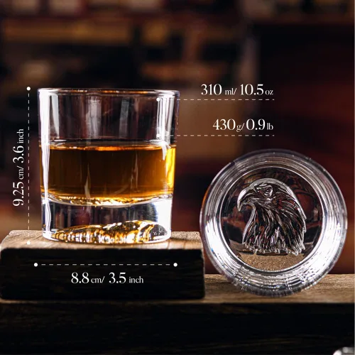 Vista 2 de Juego de 4 vasos de whisky con diseño de águila de 10 onzas
