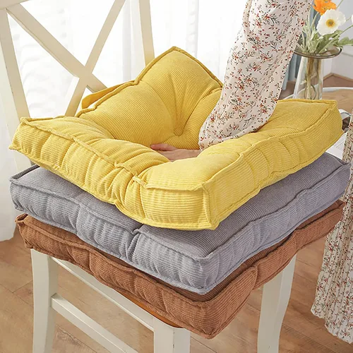 Vista 7 de Cojín cuadrado para silla, cojín portátil de pana para meditación, cojín de asiento de tatami suave y grueso con asa, cojín de piso de terciopelo
