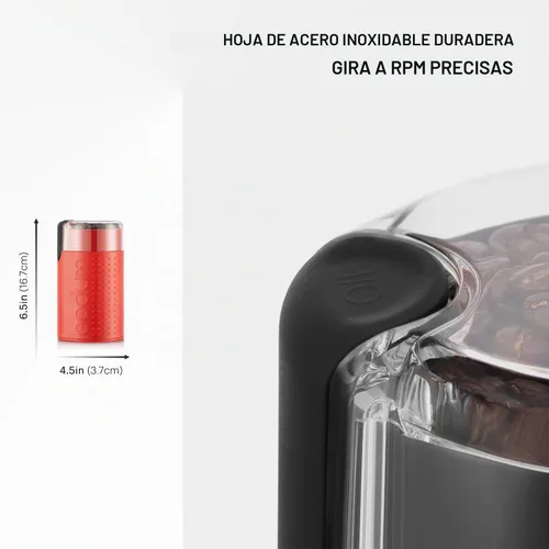 Vista 5 de Bodum Bistro - Molinillo de café eléctrico con cuchilla, color rojo
